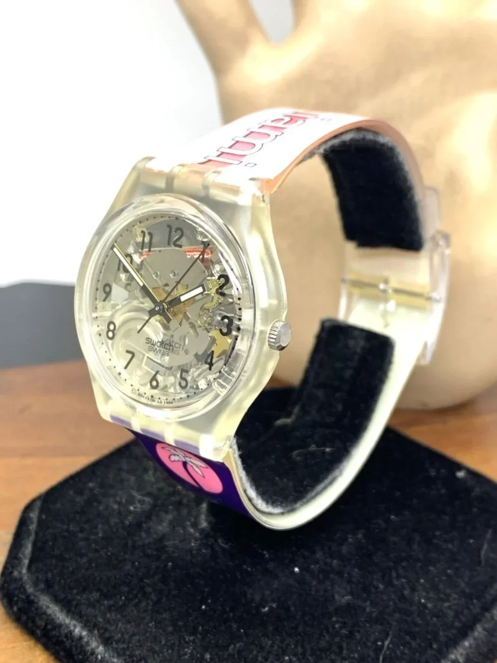Swatch Unisex Watch GK209C Miami Swiss Quartz Pink Blue Rubber Vintage 1994 34mm